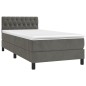 vidaXL Boxspringbett mit Matratze Dunkelgrau 90x190 cm Samt vidaXL Boxspringbett mit Matratze Dunkelgrau 90x190 cm Samt