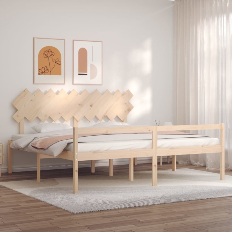 vidaXL Massivholzbett mit Kopfteil 200x200 cm vidaXL Massivholzbett mit Kopfteil 200x200 cm