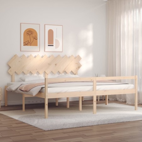 vidaXL Massivholzbett mit Kopfteil 200x200 cm