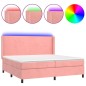vidaXL Boxspringbett mit Matratze & LED Rosa 200x200 cm Samt vidaXL Boxspringbett mit Matratze & LED Rosa 200x200 cm Samt