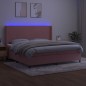 vidaXL Boxspringbett mit Matratze & LED Rosa 200x200 cm Samt vidaXL Boxspringbett mit Matratze & LED Rosa 200x200 cm Samt