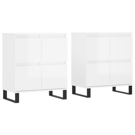 vidaXL Sideboards 2 Stk. Hochglanz-Weiß Holzwerkstoff