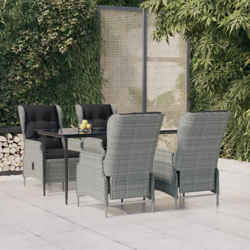 vidaXL 5-tlg. Garten-Essgruppe Hellgrau Poly Rattan vidaXL 5-tlg. Garten-Essgruppe Hellgrau Poly Rattan