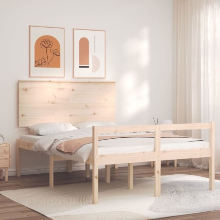 vidaXL Massivholzbett mit Kopfteil 120x200 cm