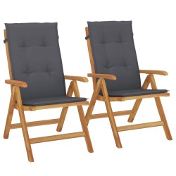 vidaXL Gartenstühle mit Kissen 2 Stk. Massivholz Teak
