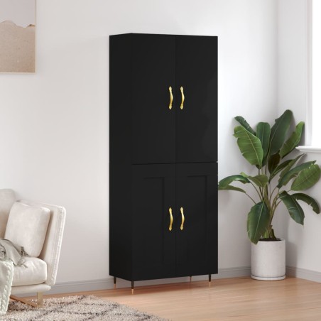 Highboard Schwarz 69,5x34x180 cm Holzwerkstoff