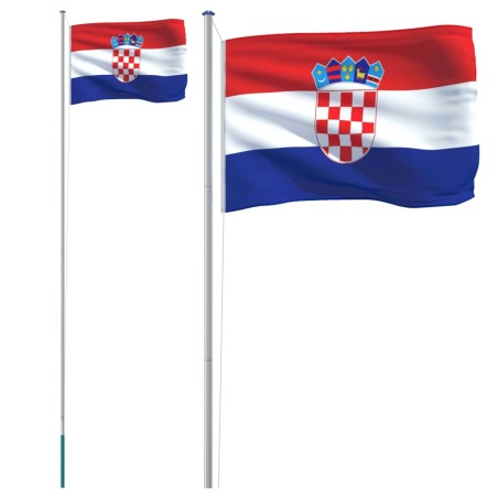vidaXL Flagge Kroatiens mit Mast 6,23 m Aluminium