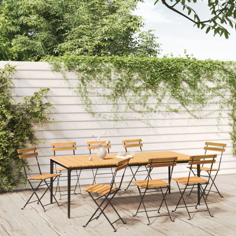 vidaXL Klappbare Gartenstühle 8 Stk. Stahl und Massivholz Akazie vidaXL Klappbare Gartenstühle 8 Stk. Stahl und Massivholz Akazie