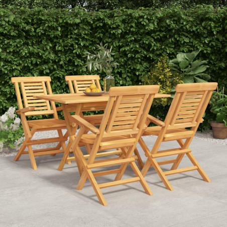 vidaXL 5-tlg. Garten-Essgruppe Massivholz Teak