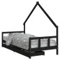 vidaXL Kinderbett mit Schubladen Schwarz 90x200 cm Massivholz Kiefer vidaXL Kinderbett mit Schubladen Schwarz 90x200 cm Massivholz Kiefer