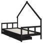 vidaXL Kinderbett mit Schubladen Schwarz 90x200 cm Massivholz Kiefer vidaXL Kinderbett mit Schubladen Schwarz 90x200 cm Massivholz Kiefer