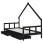 vidaXL Kinderbett mit Schubladen Schwarz 90x200 cm Massivholz Kiefer vidaXL Kinderbett mit Schubladen Schwarz 90x200 cm Massivholz Kiefer