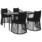 vidaXL 5-tlg. Garten-Essgruppe mit Kissen Schwarz PVC Rattan vidaXL 5-tlg. Garten-Essgruppe mit Kissen Schwarz PVC Rattan