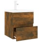 vidaXL Waschbeckenschrank mit Einbaubecken Räuchereiche Holzwerkstoff vidaXL Waschbeckenschrank mit Einbaubecken Räuchereiche Holzwerkstoff