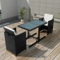 3-tlg. Bistro-Set mit Kissen Poly Rattan Schwarz 3-tlg. Bistro-Set mit Kissen Poly Rattan Schwarz