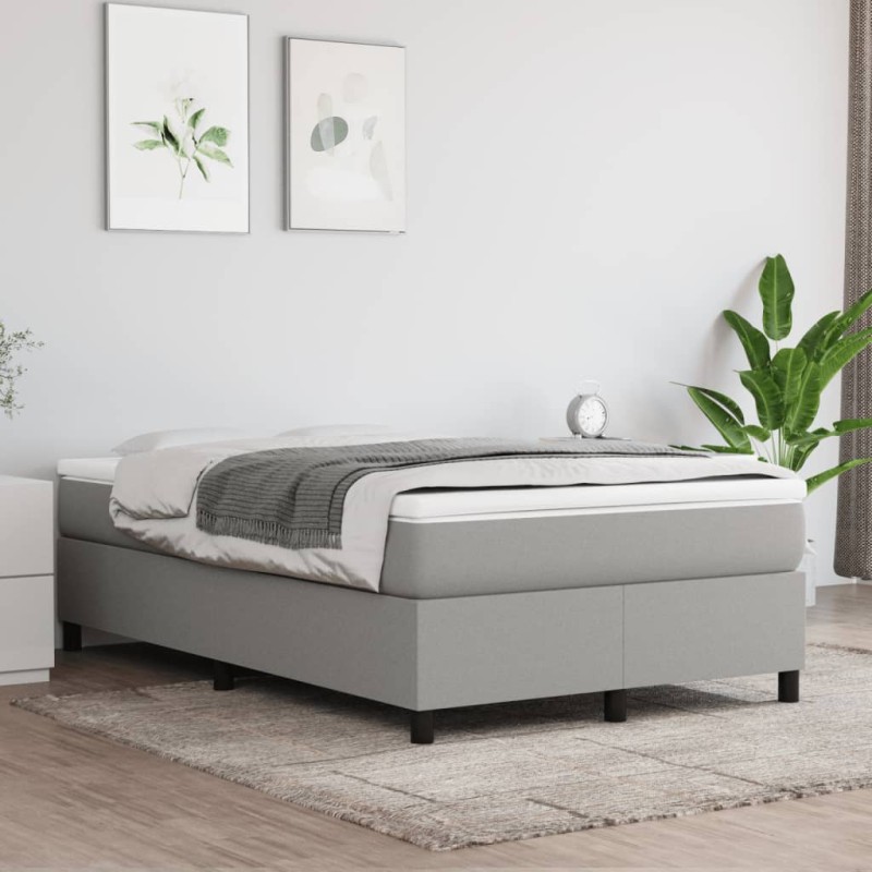 vidaXL Boxspringbett mit Matratze Hellgrau 120x200 cm Stoff vidaXL Boxspringbett mit Matratze Hellgrau 120x200 cm Stoff