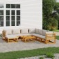 vidaXL 9-tlg. Garten-Lounge-Set mit Hellgrauen Kissen Massivholz vidaXL 9-tlg. Garten-Lounge-Set mit Hellgrauen Kissen Massivholz