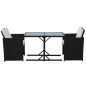 3-tlg. Bistro-Set mit Kissen Poly Rattan Schwarz 3-tlg. Bistro-Set mit Kissen Poly Rattan Schwarz