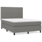 vidaXL Boxspringbett mit Matratze Dunkelgrau 140x200 cm Stoff vidaXL Boxspringbett mit Matratze Dunkelgrau 140x200 cm Stoff