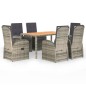 vidaXL 7-tlg. Garten-Essgruppe mit Kissen Grau Poly Rattan vidaXL 7-tlg. Garten-Essgruppe mit Kissen Grau Poly Rattan