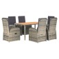 vidaXL 7-tlg. Garten-Essgruppe mit Kissen Grau Poly Rattan vidaXL 7-tlg. Garten-Essgruppe mit Kissen Grau Poly Rattan