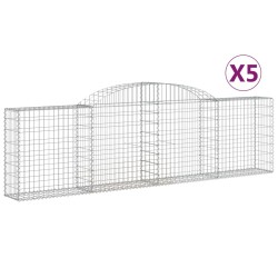 vidaXL Gabionen mit Hochbogen 5 Stk. 300x30x80/100 cm Verzinktes Eisen