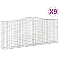 vidaXL Gabionen mit Hochbogen 9 Stk. 400x50x160/180cm Verzinktes Eisen