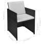 3-tlg. Bistro-Set mit Kissen Poly Rattan Schwarz 3-tlg. Bistro-Set mit Kissen Poly Rattan Schwarz