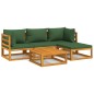 vidaXL 5-tlg. Garten-Lounge-Set mit Grünen Kissen Massivholz vidaXL 5-tlg. Garten-Lounge-Set mit Grünen Kissen Massivholz