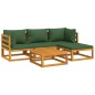 vidaXL 5-tlg. Garten-Lounge-Set mit Grünen Kissen Massivholz vidaXL 5-tlg. Garten-Lounge-Set mit Grünen Kissen Massivholz