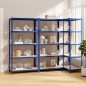 vidaXL Regale mit 5 Böden 3 Stk. Blau Stahl & Holzwerkstoff vidaXL Regale mit 5 Böden 3 Stk. Blau Stahl & Holzwerkstoff