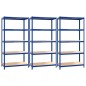 vidaXL Regale mit 5 Böden 3 Stk. Blau Stahl & Holzwerkstoff vidaXL Regale mit 5 Böden 3 Stk. Blau Stahl & Holzwerkstoff