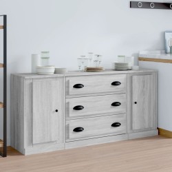 vidaXL Sideboards 3 Stk. Grau Sonoma Holzwerkstoff