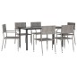 vidaXL 7-tlg. Garten-Essgruppe Grau und Schwarz Poly Rattan und Stahl vidaXL 7-tlg. Garten-Essgruppe Grau und Schwarz Poly Rattan und Stahl