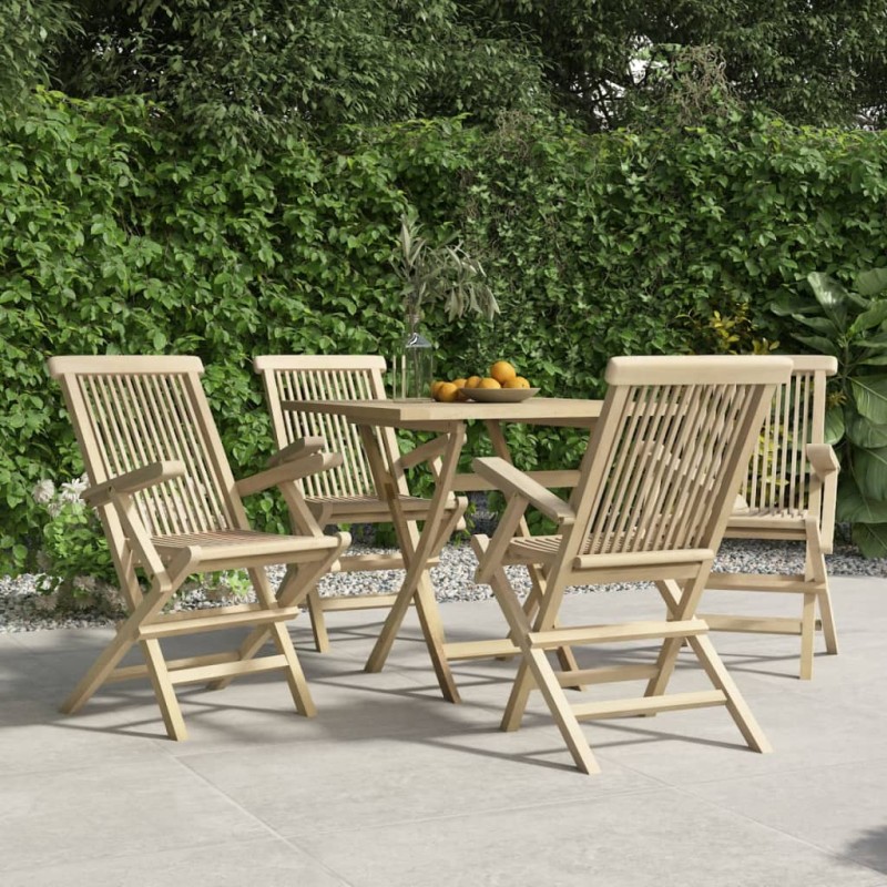 vidaXL Gartenstühle 4 Stk. Klappbar Grau 56x61x89 cm Massivholz Teak vidaXL Gartenstühle 4 Stk. Klappbar Grau 56x61x89 cm Massivholz Teak