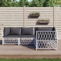 vidaXL 4-tlg. Garten-Lounge-Set mit Kissen Weiß Stahl vidaXL 4-tlg. Garten-Lounge-Set mit Kissen Weiß Stahl
