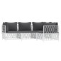vidaXL 4-tlg. Garten-Lounge-Set mit Kissen Weiß Stahl vidaXL 4-tlg. Garten-Lounge-Set mit Kissen Weiß Stahl