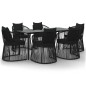 vidaXL 7-tlg. Garten-Essgruppe mit Kissen Schwarz PVC-Rattan vidaXL 7-tlg. Garten-Essgruppe mit Kissen Schwarz PVC-Rattan