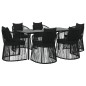 vidaXL 7-tlg. Garten-Essgruppe mit Kissen Schwarz PVC-Rattan vidaXL 7-tlg. Garten-Essgruppe mit Kissen Schwarz PVC-Rattan