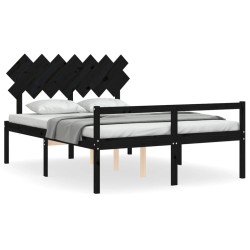 vidaXL Massivholzbett mit Kopfteil Schwarz 100x200 cm