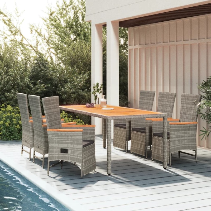 vidaXL 7-tlg. Garten-Essgruppe mit Kissen Grau Poly Rattan vidaXL 7-tlg. Garten-Essgruppe mit Kissen Grau Poly Rattan