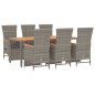 vidaXL 7-tlg. Garten-Essgruppe mit Kissen Grau Poly Rattan vidaXL 7-tlg. Garten-Essgruppe mit Kissen Grau Poly Rattan
