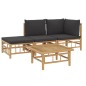 vidaXL 4-tlg. Garten-Lounge-Set mit Dunkelgrauen Kissen Bambus vidaXL 4-tlg. Garten-Lounge-Set mit Dunkelgrauen Kissen Bambus
