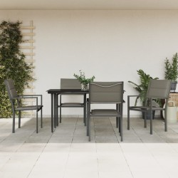 vidaXL 5-tlg. Garten-Essgruppe Schwarz Stahl und Textilene