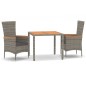 vidaXL 3-tlg. Garten-Essgruppe mit Kissen Grau Poly Rattan vidaXL 3-tlg. Garten-Essgruppe mit Kissen Grau Poly Rattan