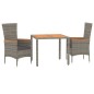 vidaXL 3-tlg. Garten-Essgruppe mit Kissen Grau Poly Rattan vidaXL 3-tlg. Garten-Essgruppe mit Kissen Grau Poly Rattan