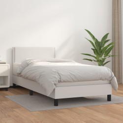 vidaXL Boxspringbett mit Matratze Weiß 80x200 cm Kunstleder