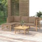 vidaXL 5-tlg. Garten-Lounge-Set mit Kissen Taupe Bambus vidaXL 5-tlg. Garten-Lounge-Set mit Kissen Taupe Bambus