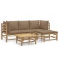 vidaXL 5-tlg. Garten-Lounge-Set mit Kissen Taupe Bambus vidaXL 5-tlg. Garten-Lounge-Set mit Kissen Taupe Bambus