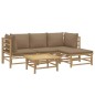 vidaXL 5-tlg. Garten-Lounge-Set mit Kissen Taupe Bambus vidaXL 5-tlg. Garten-Lounge-Set mit Kissen Taupe Bambus